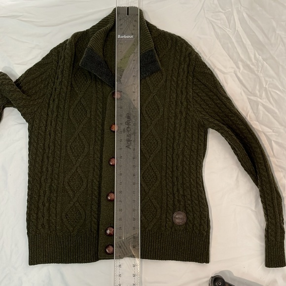 Barbour Cable Knit Olive Green Sweater Size Large - Picture 10 of 12